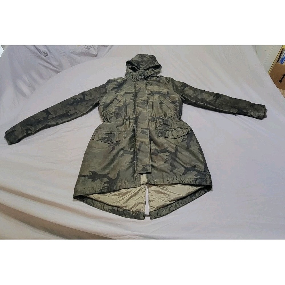 Abercrombie & Fitch Olive Camo Parka Jacket Coat Women XS Water Resistant - Picture 4 of 12